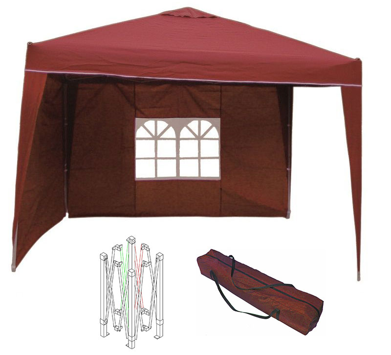 Alu Pavillon Faltpavillon 3x3m Gartenpavillon Gartenzelt Partyzelt Wasserabweisend Burgundrot