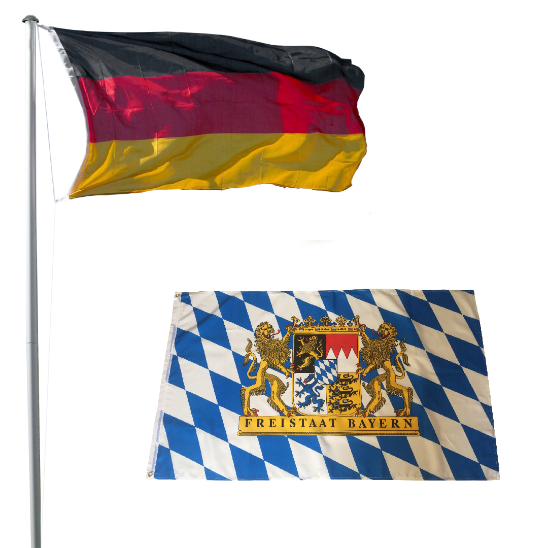 Aluminium Fahnenmast inkl. Deutschland+Bayernflagge Flaggenmast Stangenmast 6,2m