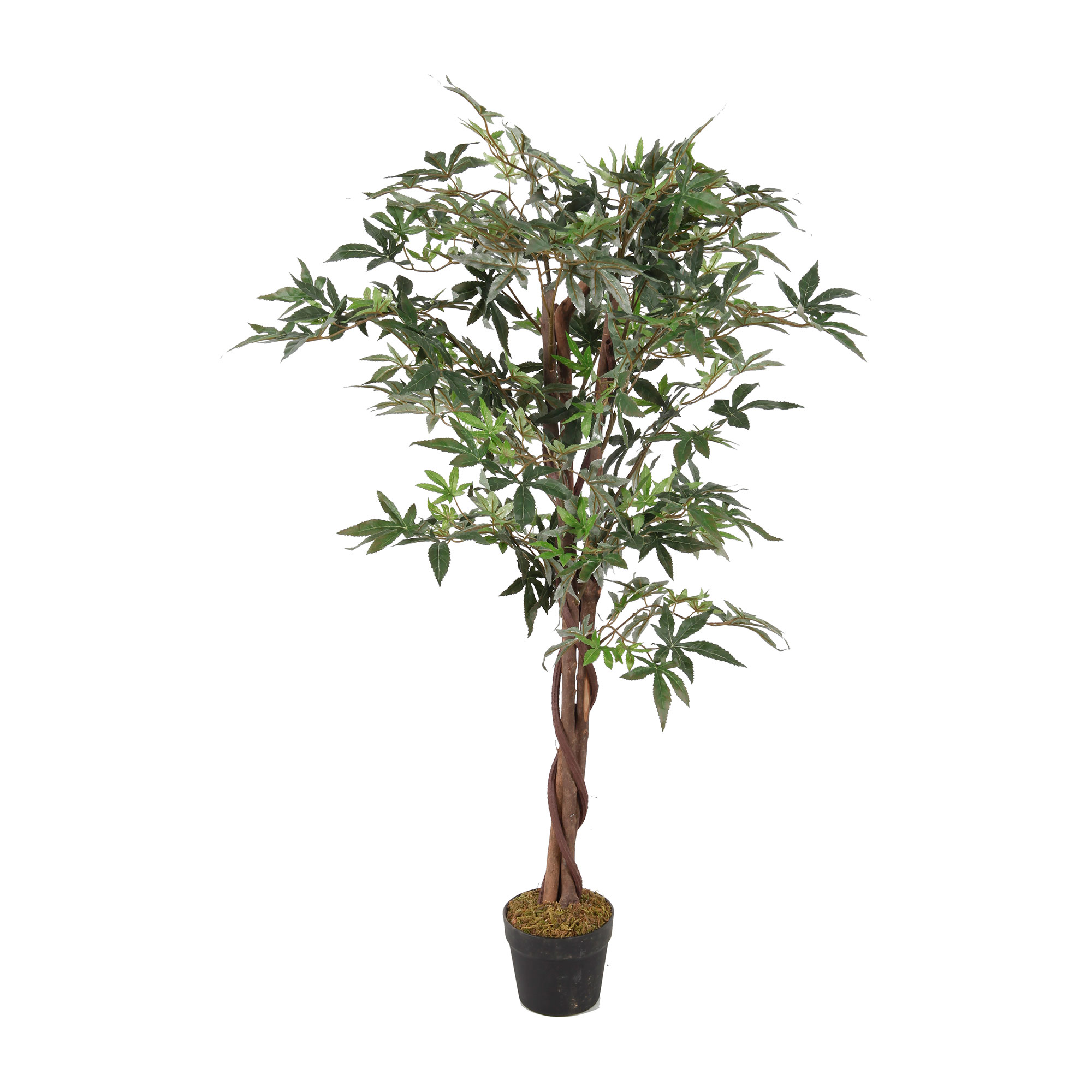 Kunstpflanze Ahorn Dekobaum Holzstamm Zimmerpflanze Kunstbaum 280 Blätter 115cm