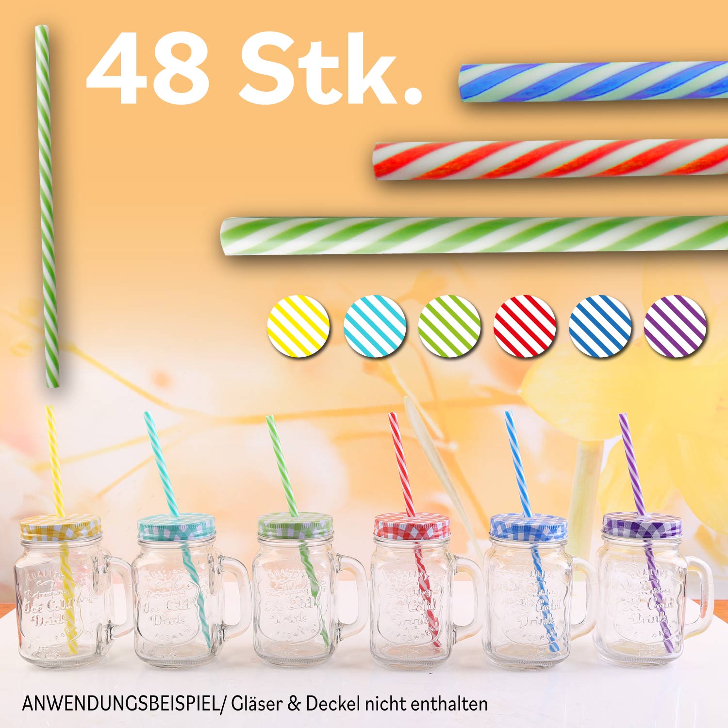 Strohhalme mehrweg Plastik wiederverwendbar Trinkhalme 48-er Pack mehrfarbig