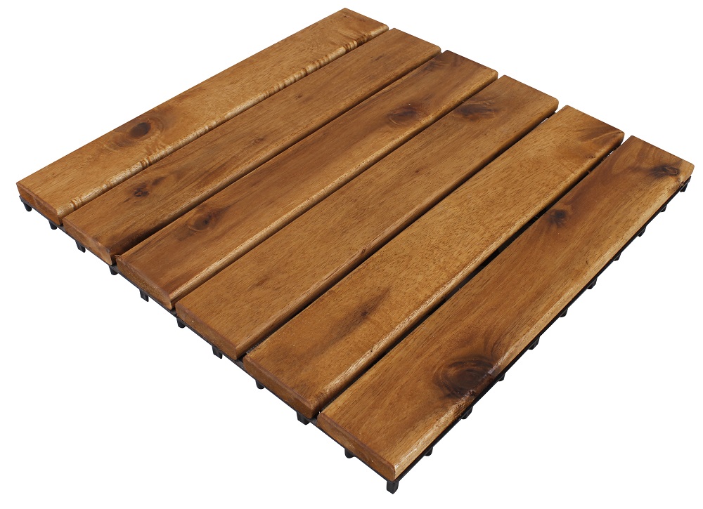 33x Holzfliesen Akazienfliesen 3 m² Terrasse Balkon Klickfliesen Akazie 30x30 cm