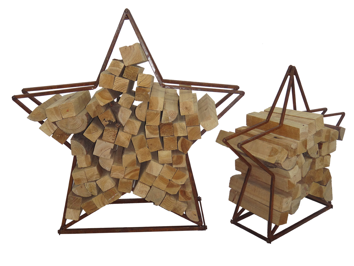 2er Set Stern Brennholzregal Holzständer Kaminholzregal Stapelhilfe 2 Farben