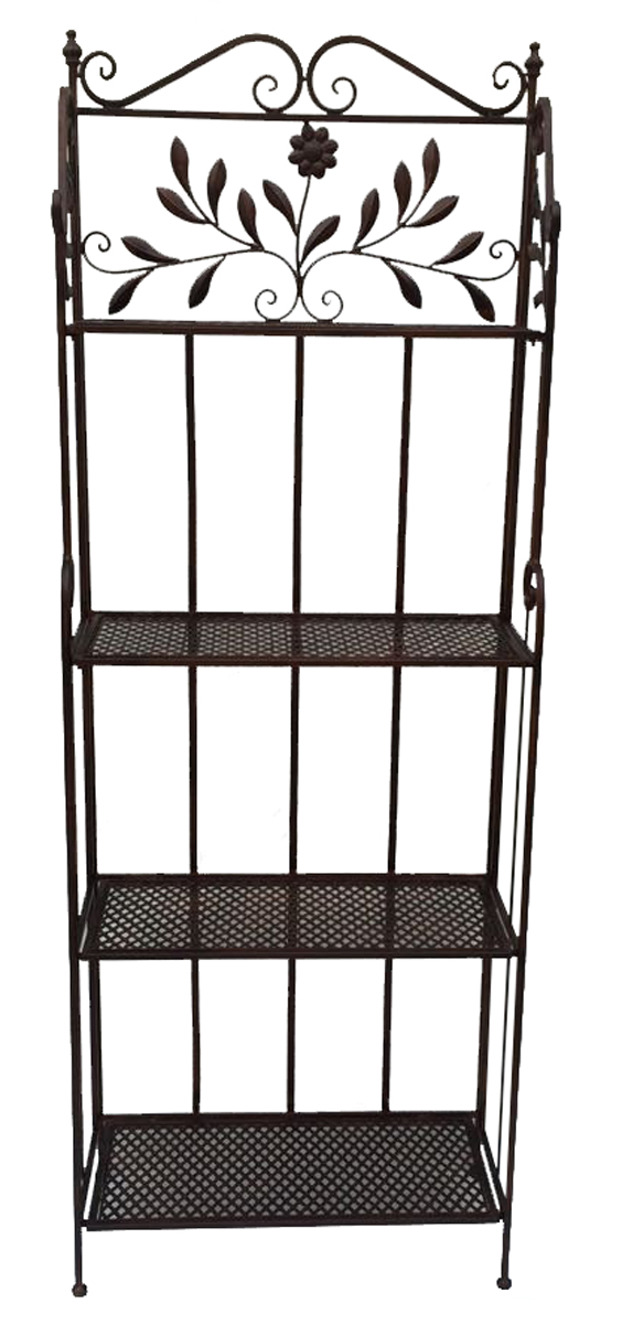 Eisenregal Standregal Dekoregal Metallregal Gartenregal 4 Etagen Antik braun