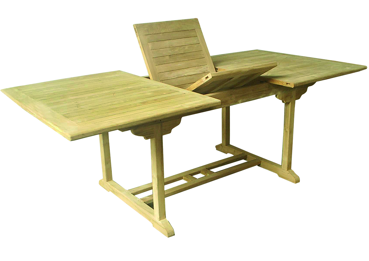 Premium XL Teak Ausziehtisch rechteckig Gartentisch Teakmöbel ausziehbar 180 cm