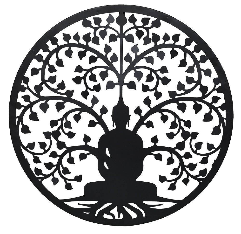 XXL Buddha Lebensbaum aus Metall Wanddeko Dekoration Wandbild Wandschmuck