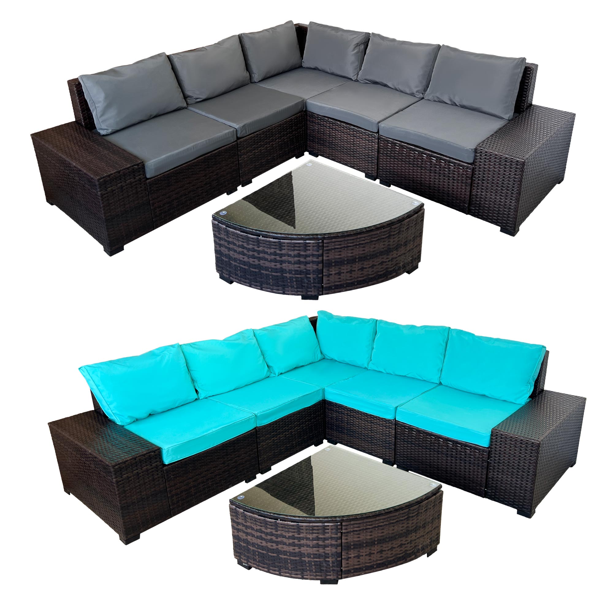 XXL Polyrattan Lounge Set 6tlg. Indoor Outdoor Gartenlounge Sitzgruppe Ecklounge