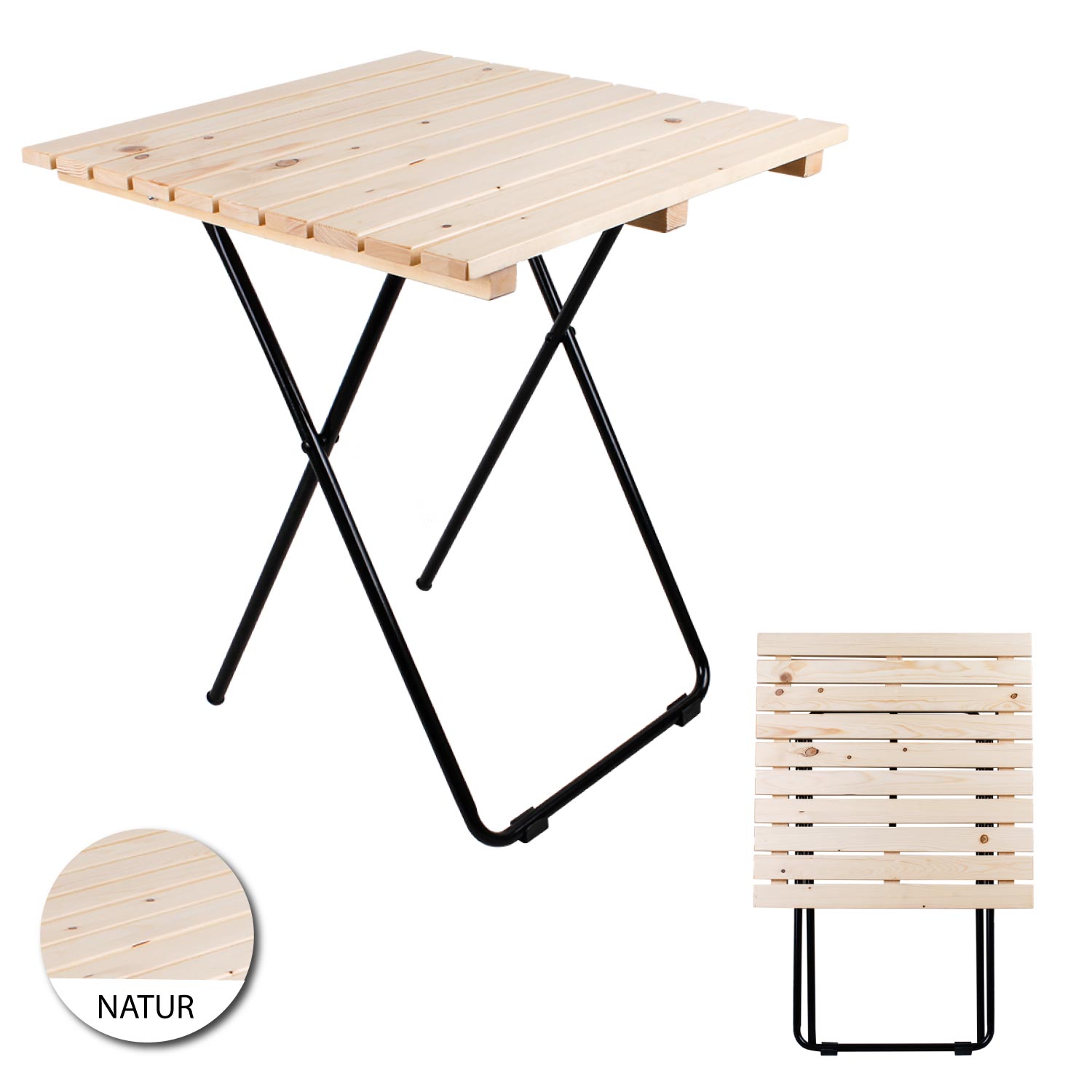 Holz Metall Klapptisch Beistelltisch klappbar Holzfarbe natur Kieferholz klein