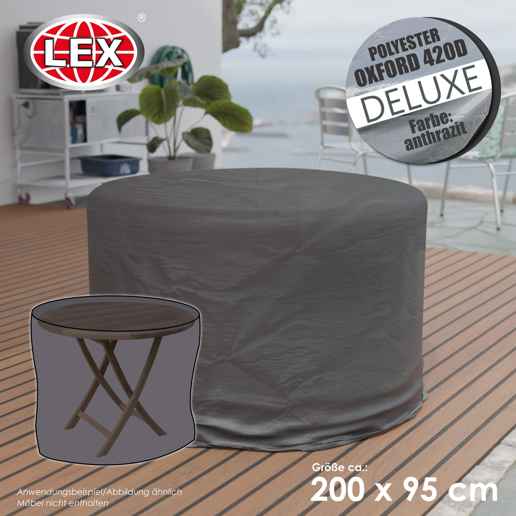 Schutzhülle Deluxe für Sitzgruppe Gartenmöbel Abdeckplane Cover 200x95 cm