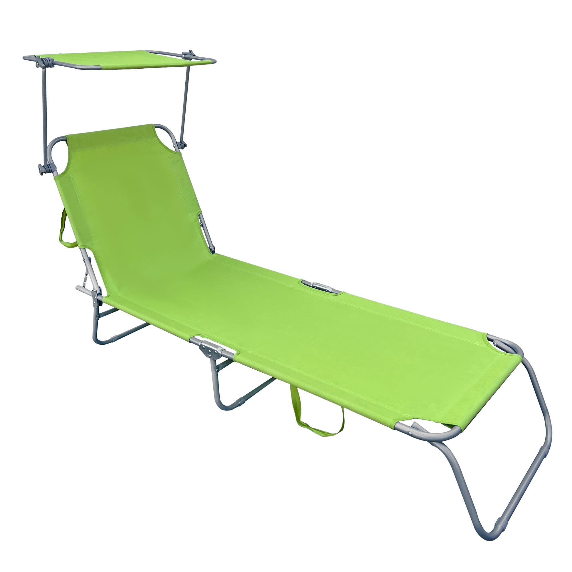 XL 3-Bein Gartenliege Sonnenliege Strandliege Gartenmöbel Sonnendach klappbar Limegrün
