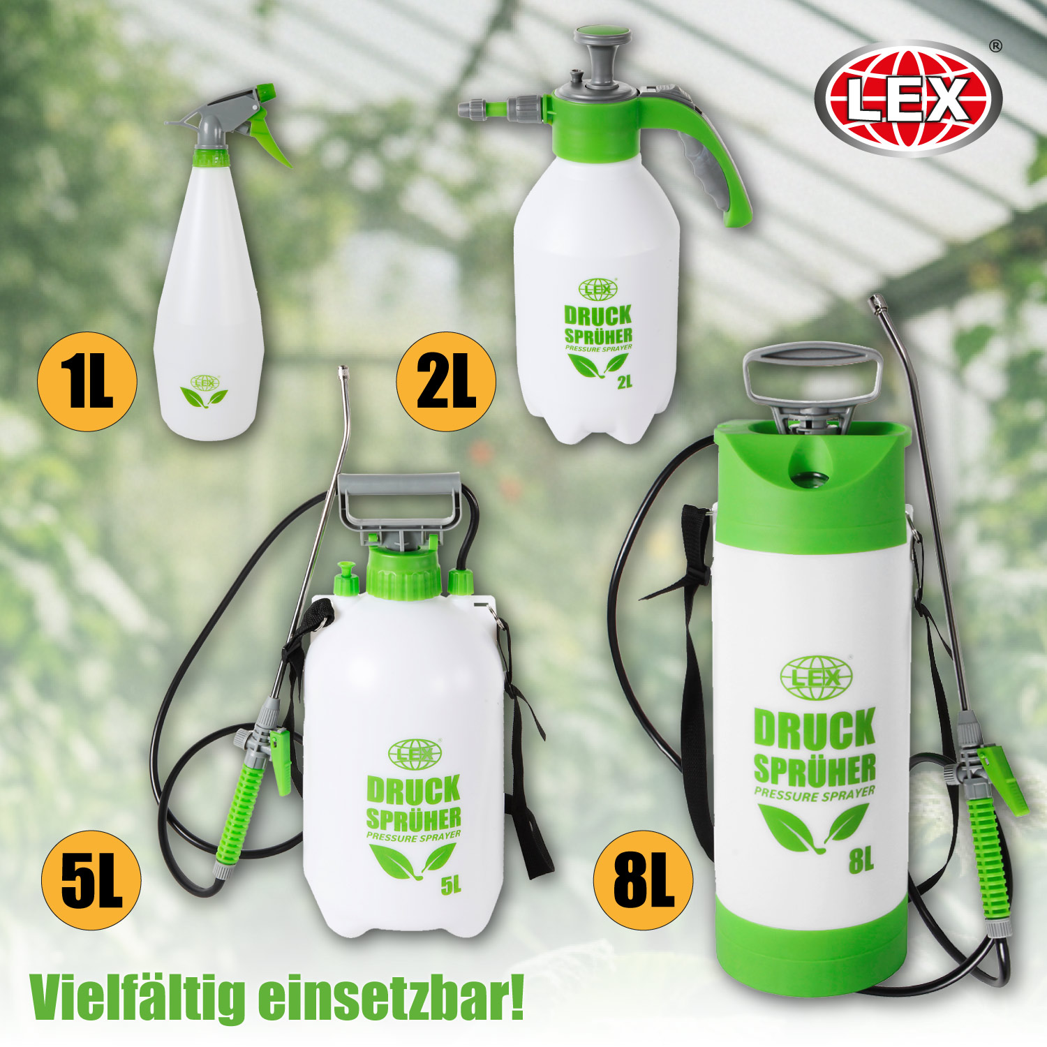 Drucksprüher Pumpsprüher Sprühflasche Sprühkopf Liter wählbar