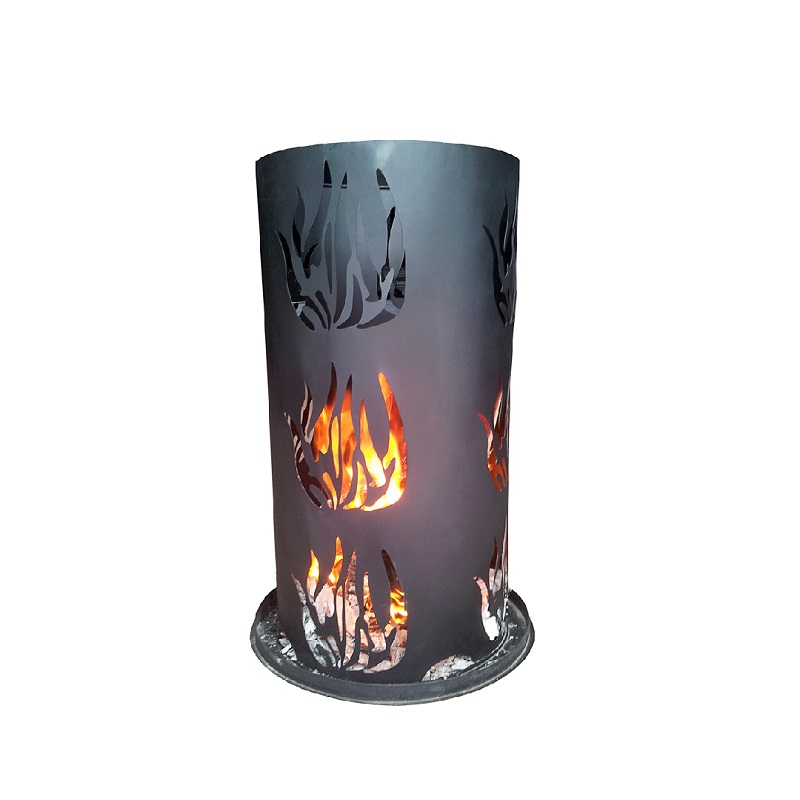 Feuersäule 60cm mit Feuerrost und Schürhaken Feuertonne Feuerkorb Ascherost