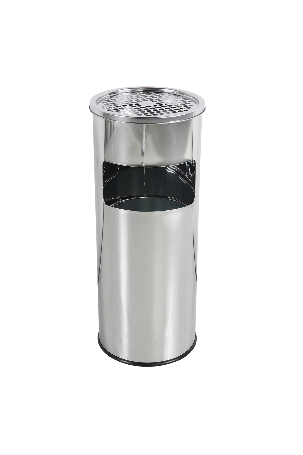 Standaschenbecher mit Müllfach Edelstahl Zigaretten Standascher Silber klein