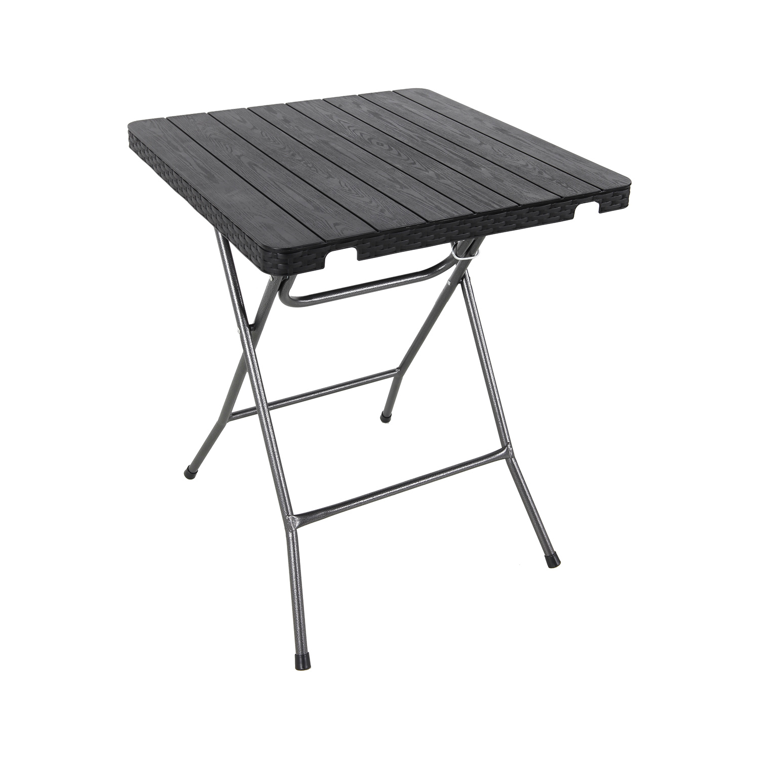 Bistrotisch Gartentisch Klapptisch Kunststoff Holz-Rattan Optik schwarz